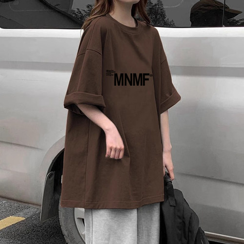 新款胖mm纯棉短袖t恤女美式遮肉