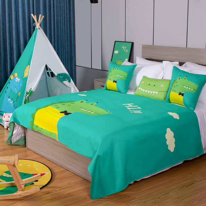 星级酒店装饰亲子房布置儿童房可爱卡通床尾巾高档宾馆民宿床旗