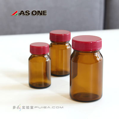 玻璃广口试剂瓶 100ml 棕色粗口标准瓶带内盖样品胶囊瓶进口ASONE