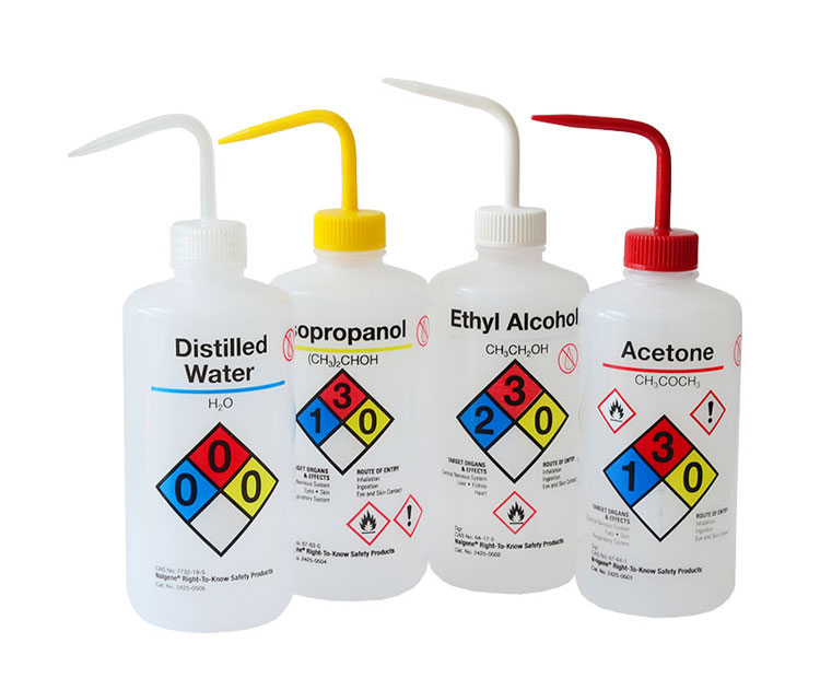 标签塑料洗瓶丙酮乙醇异丙醇甲醇蒸馏水溶剂安全标识Nalgene进口