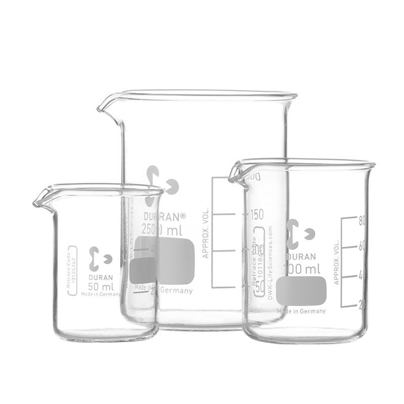 duran/肖特耐高温低型烧杯水杯25ml 50/100/250/1000ml德国进口