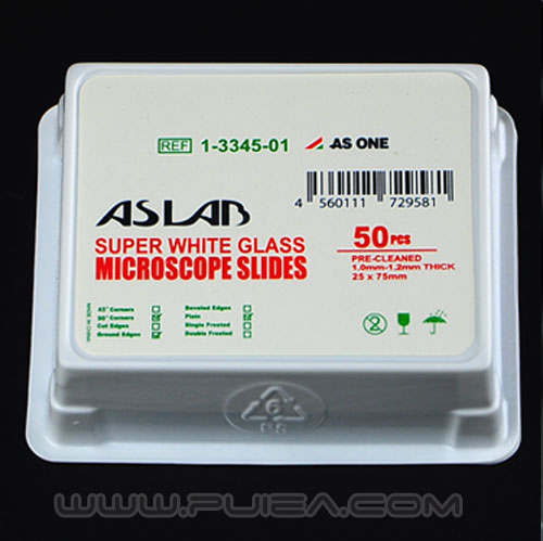边缘抛光玻璃载玻片ASONE免洗