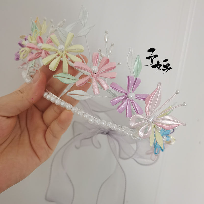 予婳原创 小雏菊发簪蝴蝶发冠汉服旗袍头饰日常古风发钗仙女包邮