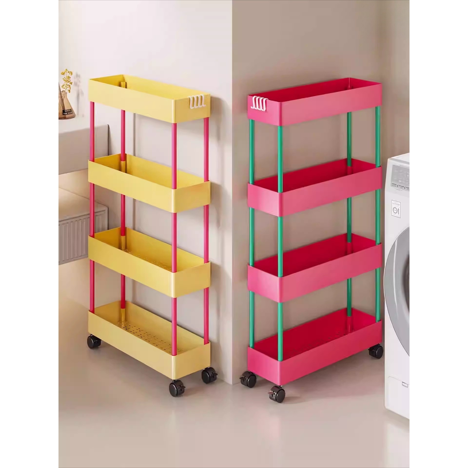 卫生间置物架浴室洗衣机旁多层洗漱用品收纳架落地极窄夹缝小推车