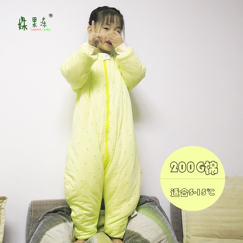 婴儿加棉分腿睡袋儿童宝宝秋冬加厚防踢被中小童小孩自制大版200g