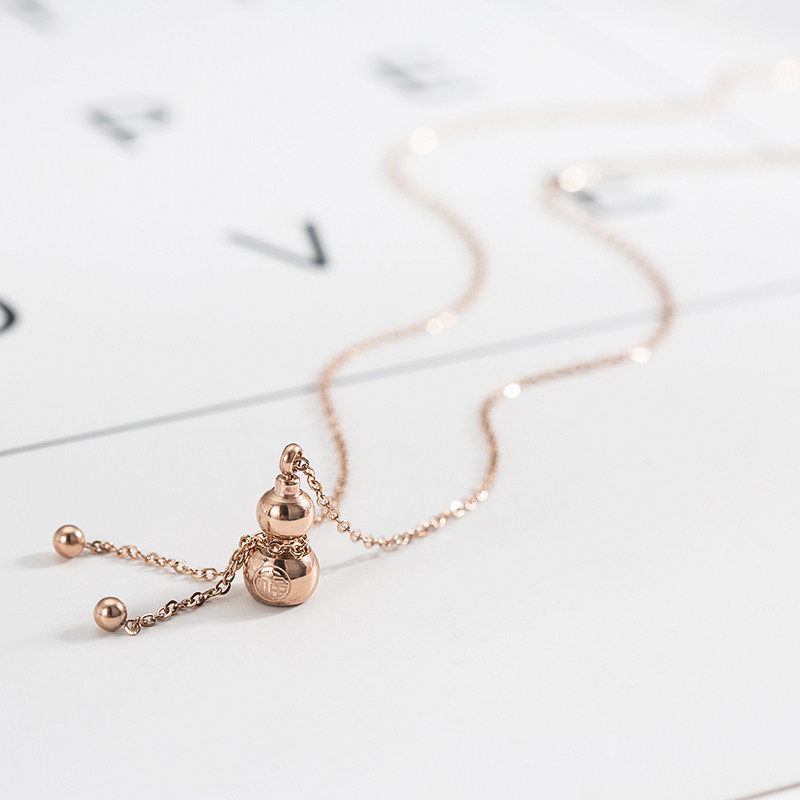 韩国气质玫瑰金饰品招财不掉色钛钢锁骨链男葫芦太钢项链女不掉色|ruв категории Украшения,ювелирные изделия, ожерелье - от Buy2taobao.com для оказания профессиональной услуги покупки агента Taobao