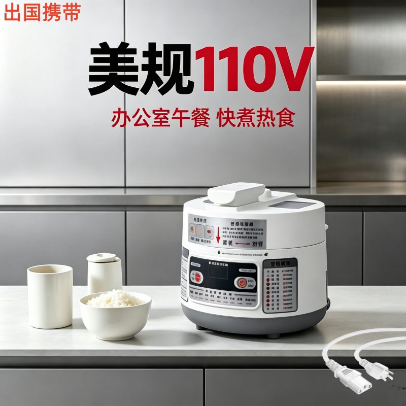 跨境美规 110V 电压力锅，迷你一人食，海外租房多功能料理高压锅图片