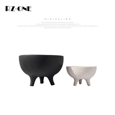 rzone现代简约黑白色陶瓷花瓶磨