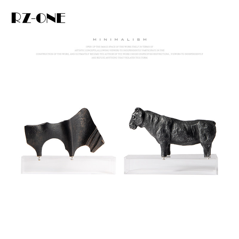 rzone 现代简约抽象牛摆件高级感时尚创意设计师样板房极简装饰品