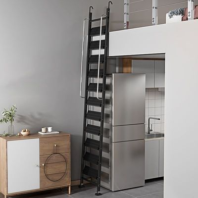 阁楼梯家用加厚铝合金梯子九步十步十一步复式别墅平台爬高折叠梯