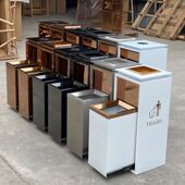 酒店垃圾桶商用不锈钢电梯口带烟灰缸大堂商场大厅立式 户外果皮箱