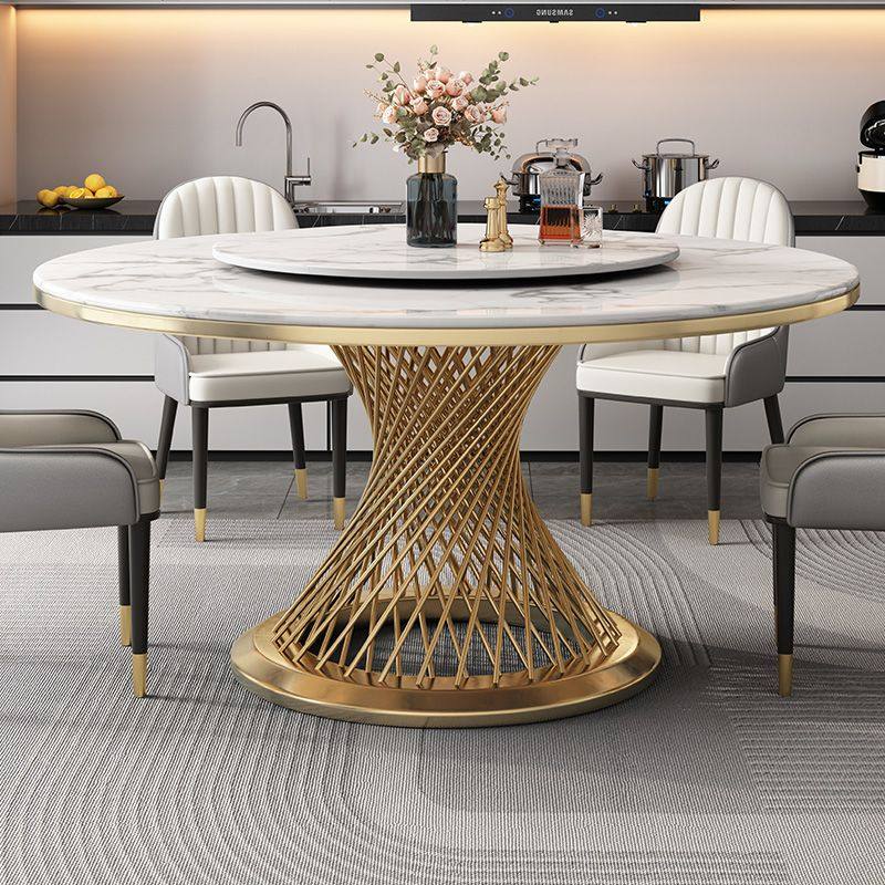 轻奢大理石餐桌椅组合现代简约岩板圆桌家用小户型圆形带转盘饭桌,住宅家具,板木餐桌,淘宝优惠券,粉丝福利购,淘宝优惠卷