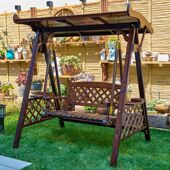 秋千户外庭院实木摇椅室外露台吊椅双人荡秋千防腐木阳台家用秋千