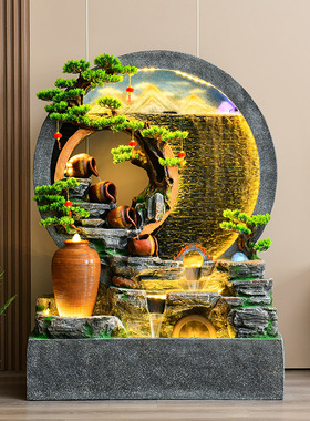 水幕墙流水屏风客厅玄关招财摆件庭院落地循环水假山喷泉景观装饰