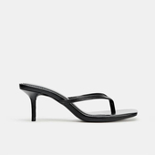 夹趾人字拖鞋 简约度假风方头凉拖鞋 女 夹脚高跟凉鞋 ZA2026春夏新款