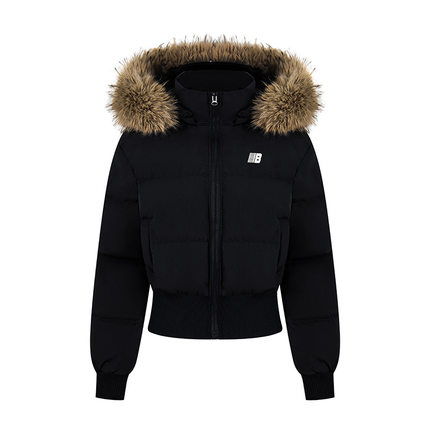 NTBF美式复古冬季短款毛领连帽棉服新款收腰显瘦感座山雕防风外套