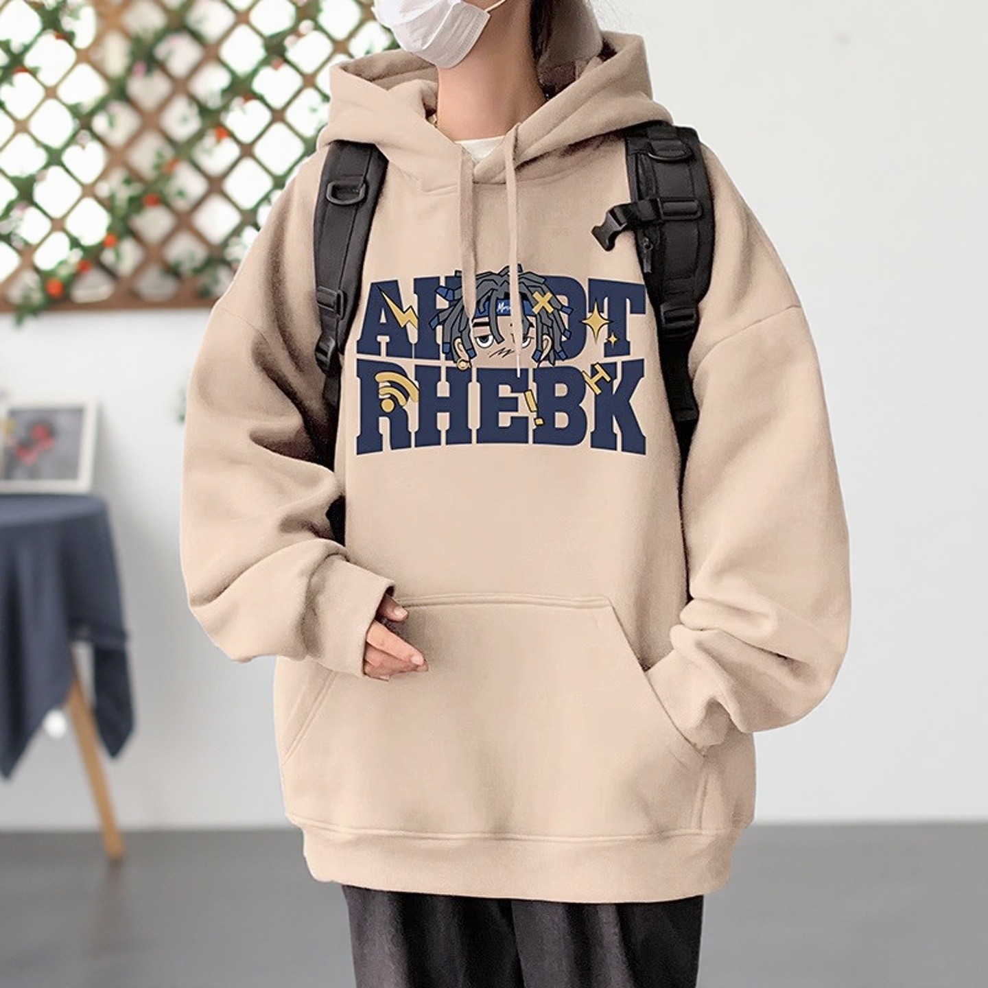 NTBF秋冬季加绒国潮美式重磅纯棉宽松情侣同款卫衣加厚保暖连帽衫