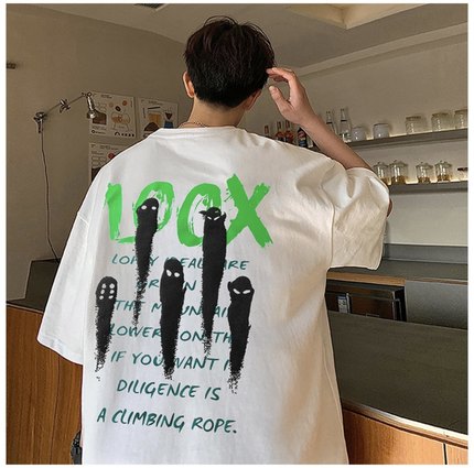 NTBF美式幽灵纯棉印花短袖宽松夏秋季重磅男女同款情侣打底衫T恤