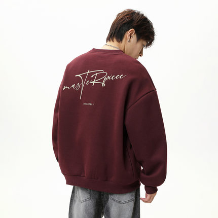 NTBF重磅圆领卫衣男女秋季新款撞色字母印花宽松套头衫潮牌上衣