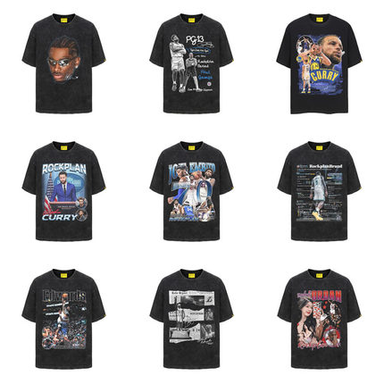 摇滚计划美式T恤 球星科比库里爱德华兹印花短袖纯棉街头半袖