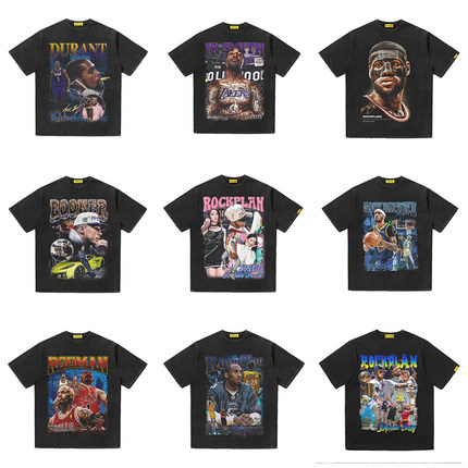 摇滚计划美式T恤 球星罗斯詹姆斯莫兰特库里印花短袖纯棉半袖合集