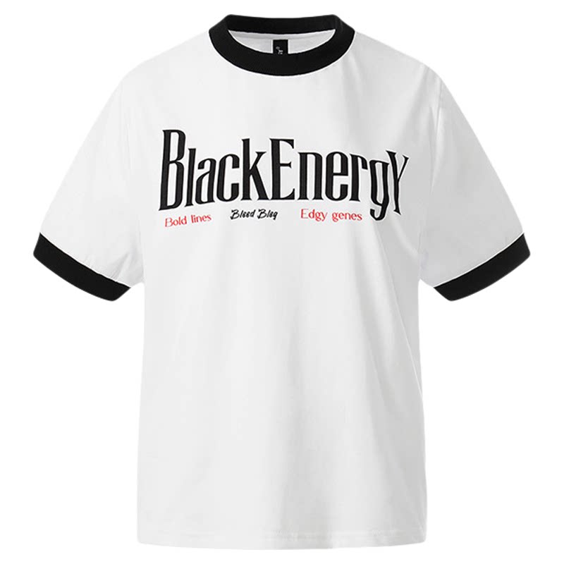 NTBF美式复古螺纹拼接潮流嘴唇印花正肩短袖T恤男女夏季新款宽松