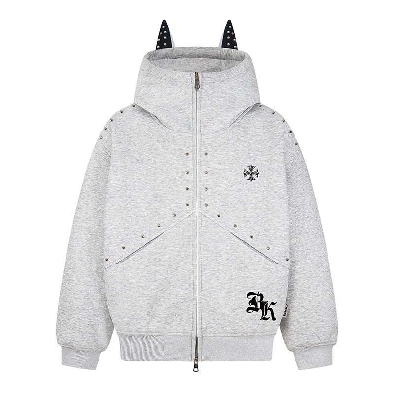 NTBF美式铆钉小恶魔卫衣连帽2025新款男女秋季情侣杜宾犬卫衣外套