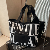 秋冬帆布托特包包女日系时尚 大容量手提袋百搭学生上课通勤单肩包