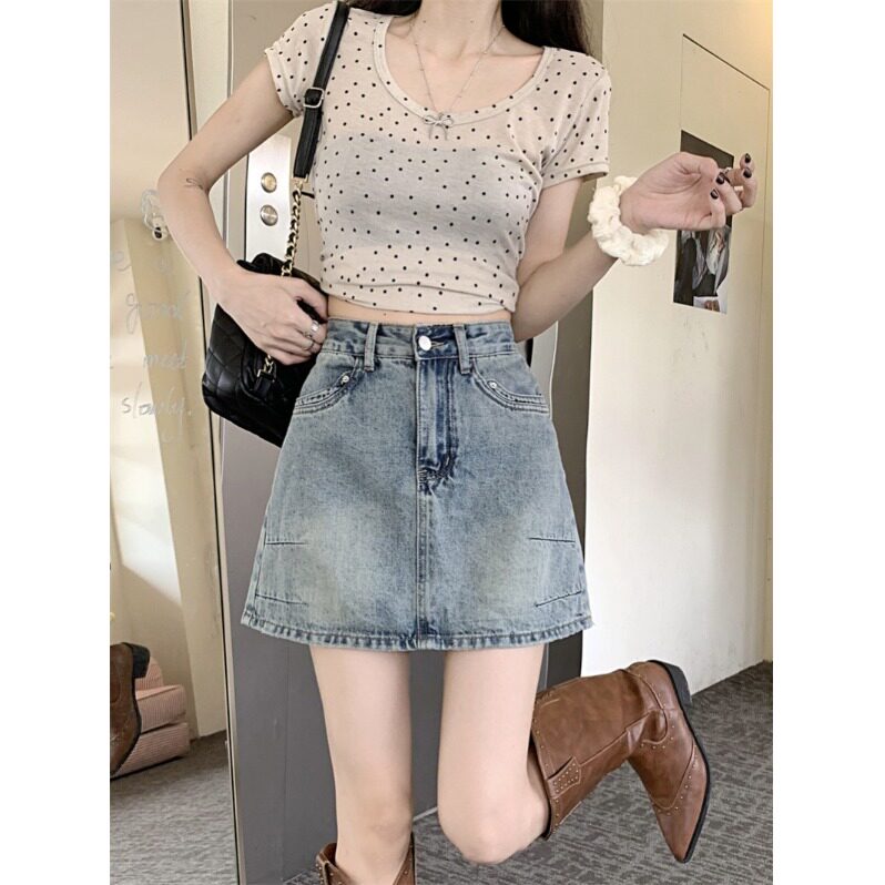 大码胖mm美式复古高腰牛仔半身裙女时尚百搭显瘦小个子A字包臀裙