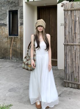 新势力时尚女装 气质淑女显白初恋小白裙女甜美仙女旅游度假长裙