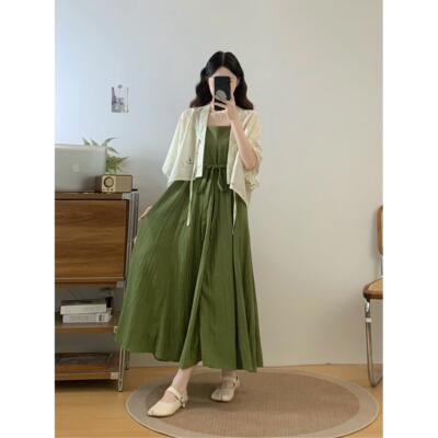 胖mm新中式国风吊带连衣裙女夏季新款今年流行爆款巨好看改良汉服