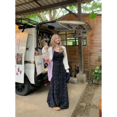 大码胖mm加长版气质成熟女人味显瘦点点吊带连衣裙旅游度假风长裙