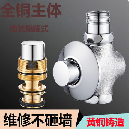 暗装脚踏阀厕所脚踩蹲便器冲水器隐藏脚踏式冲水阀大便蹲坑延时阀