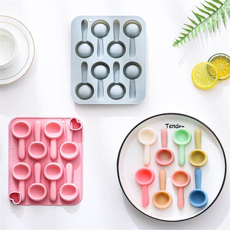 新品 8连大勺子造型硅胶模具辅食磨牙棒巧克力模具点心制作蛋糕模
