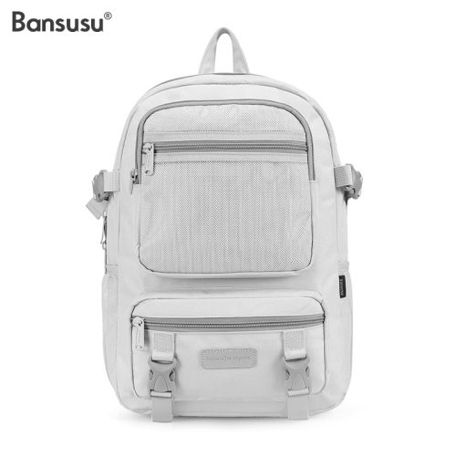 bansusu大容量情侣书包女韩版高中纯色双肩包旅行包简约校园书包