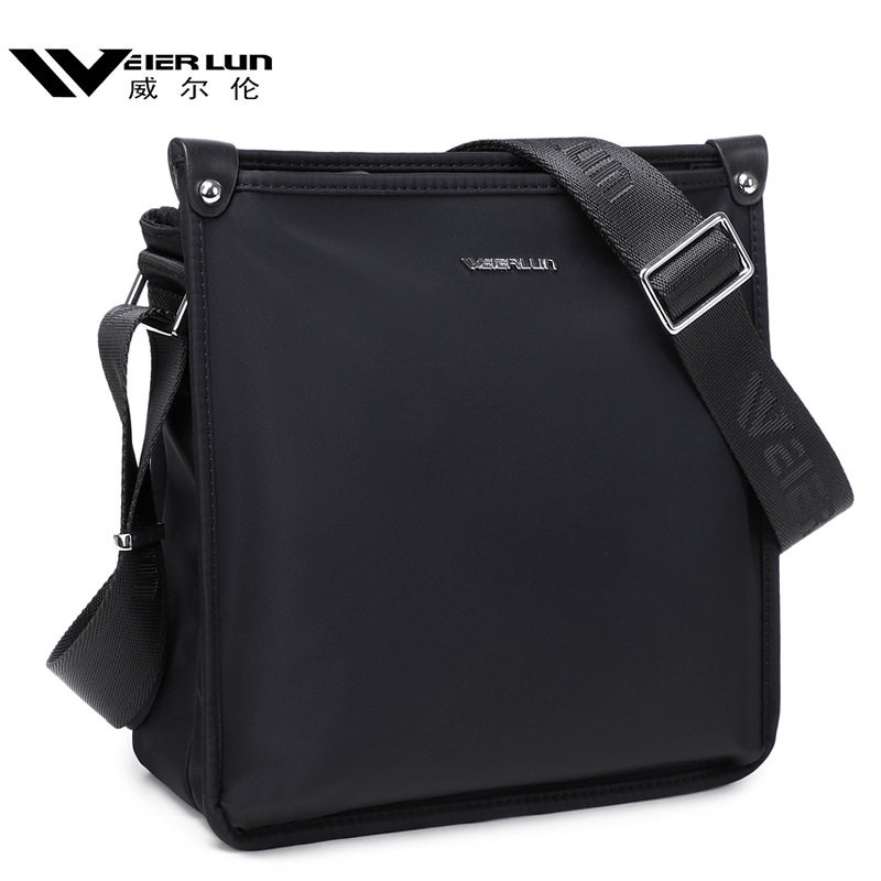 威尔伦新款休闲单肩包男士斜挎包商务男包通勤外出便携装iPad的包