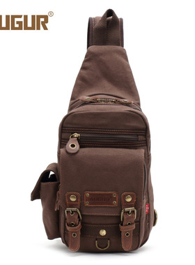 AUGUR翱格春季新款胸包男式帆布挎包贴身斜背包旅行便携单肩背包