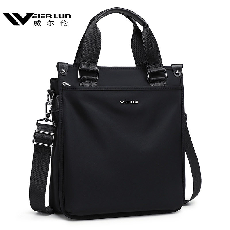 威尔伦新款男包大容量商务手提包男款公文包文件包男士单肩斜挎包