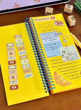 夏日柠檬黄彩色A6线圈本笔记学生多巴胺便携日程手账日记长条本子