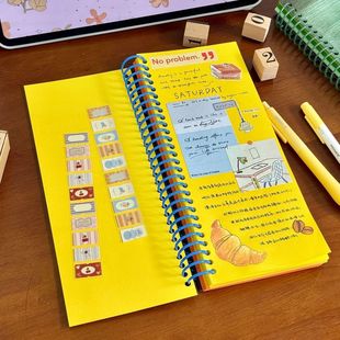 夏日柠檬黄彩色A6线圈本笔记学生多巴胺便携日程手账日记长条本子