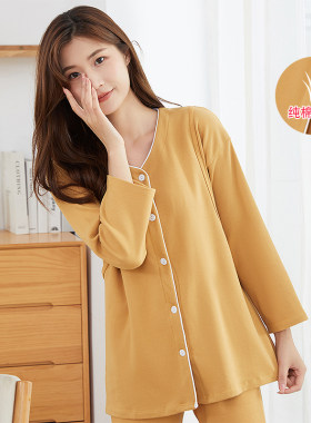 哺乳服前开扣上装透气家居睡衣