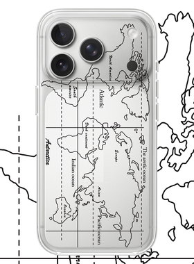 世界地图适用于苹果17PROMAX透明手机壳硅胶简约iPhone16PROMAX情侣15PRO小众14VIVOOPPO13个性12华为小米