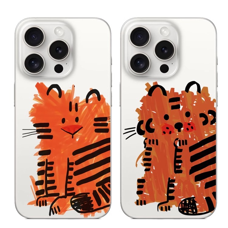 涂鸦老虎适用于苹果17PROMAX透明手机壳硅胶可爱iPhone16PROMAX情侣15PRO卡通14VIVOOPPO13动漫12华为小米