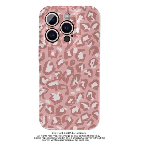 粉色豹纹适用iPhone17PROMAX艺术13个性15小众14简约苹果16亮面磨砂二合一菲林手机软壳适用华为小米OPPOVIVO
