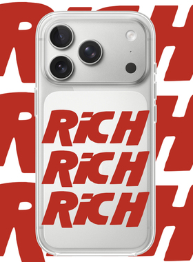 RICH英文适用iPhone17PROMAX创意15个性13设计14简约12可爱苹果16PROMAX情侣透明手机壳VIVOOPPO11华为小米14