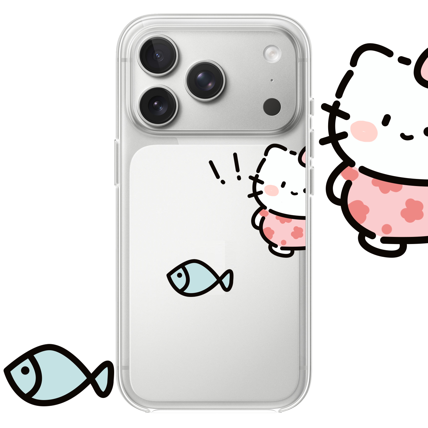 猫咪小鱼适用于苹果17PROMAX透明手机壳硅胶可爱iPhone16PROMAX情侣15PRO卡通14VIVOOPPO13动漫12华为小米