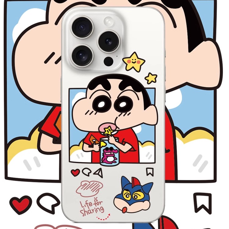 苹果15透明卡通蜡笔小新手机壳