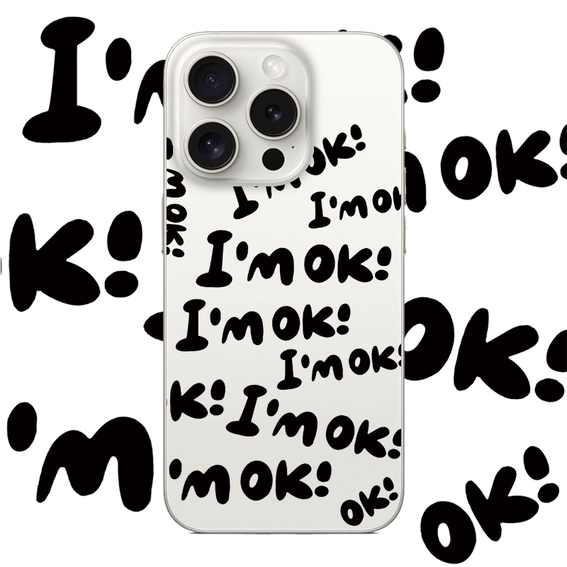 imok简约英文适用iPhone17PROMAX小众15艺术14创意13硅胶12苹果16PROMAX情侣透明手机壳华为小米三星OPPOVIVO