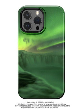 绿色极光适用iPhone17PROMAX艺术15小众14简约13苹果16PROMAX亮面磨砂二合一菲林手机壳适用华为小米OPPOVIVO