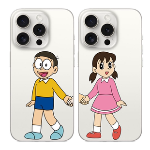 动漫可爱大雄静香适用苹果17PROMAX个性 14可爱13文字12创意15PRO简约iPhone16PROMAX硅胶透明手机壳华为小米v